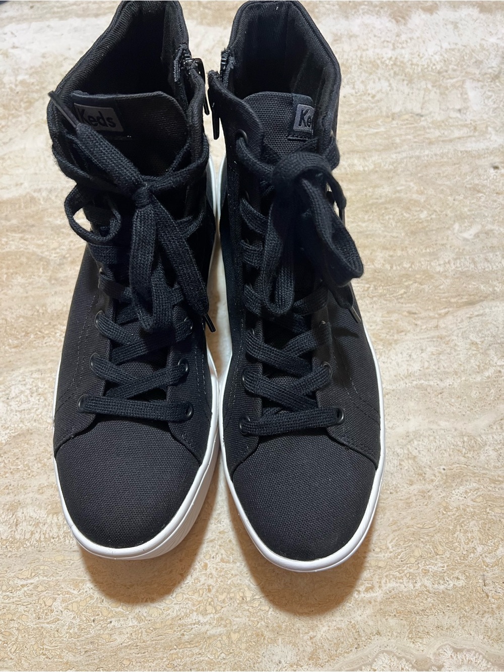 Keds Black High-Top Canvas Sneakers with White Sole